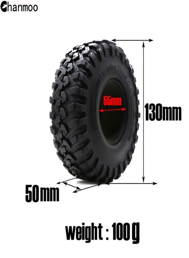 Chanmoo 2.2 RC Crawler Tires With Foam Inserts OD 130mm Rubber Grappler Mud Terrain Tyres For 1/10 Crawler Car SCX10 90047 D90 TF2 AX10 D90 Tamiya CC01 Traxxas TRX4 2.2" Beadlock Wheels Rims 4PCS - Image 2